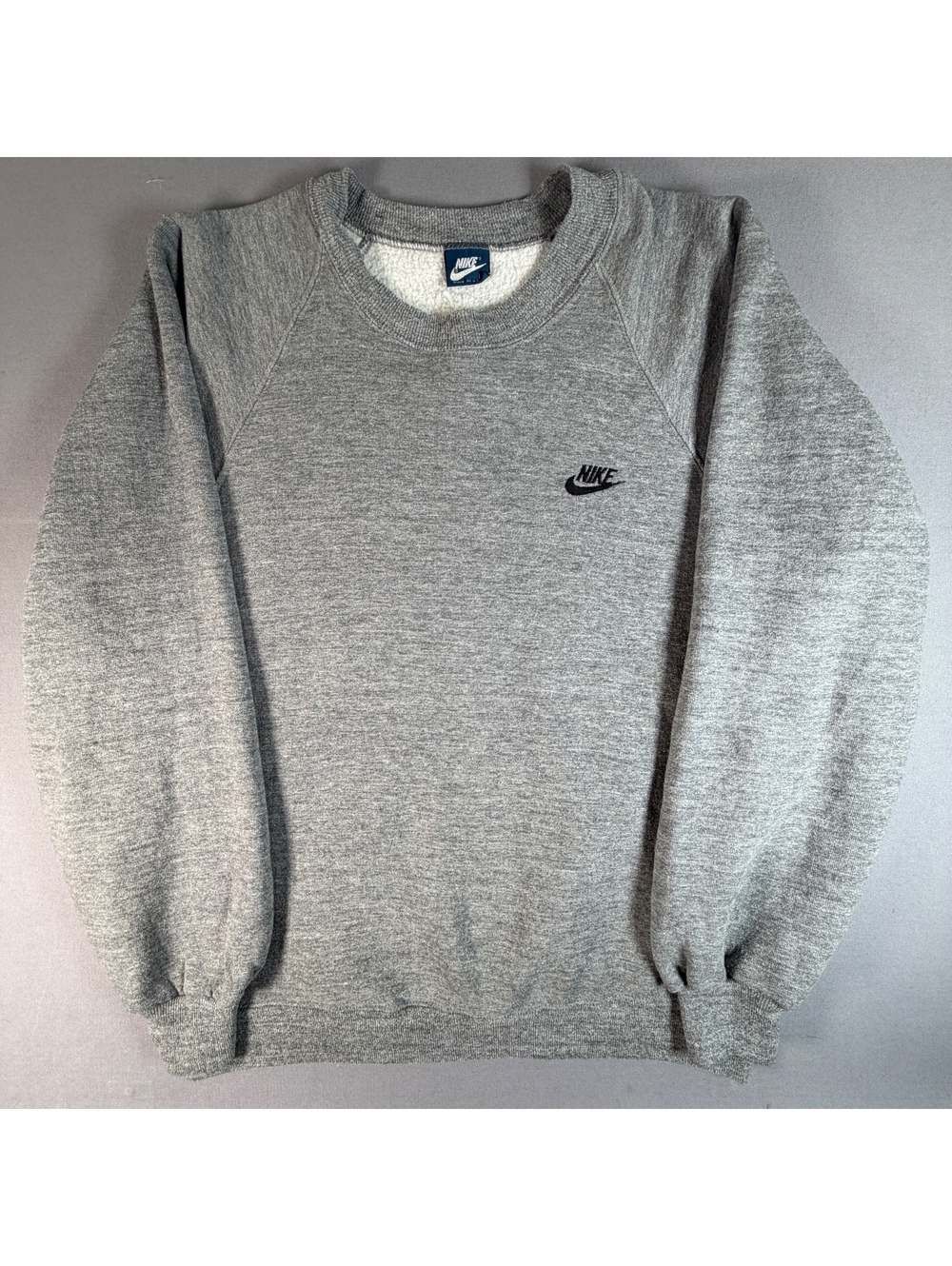 VTG Nike Sweatshirt Mens M Gray Blue Tag Made USA Embroidered Swoosh Crewneck